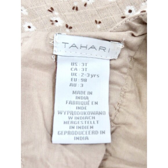 NEW! Tahari Floral Cotton Summer Dress A Line Taupe Tan Color SZ 3T - Picture 6 of 7